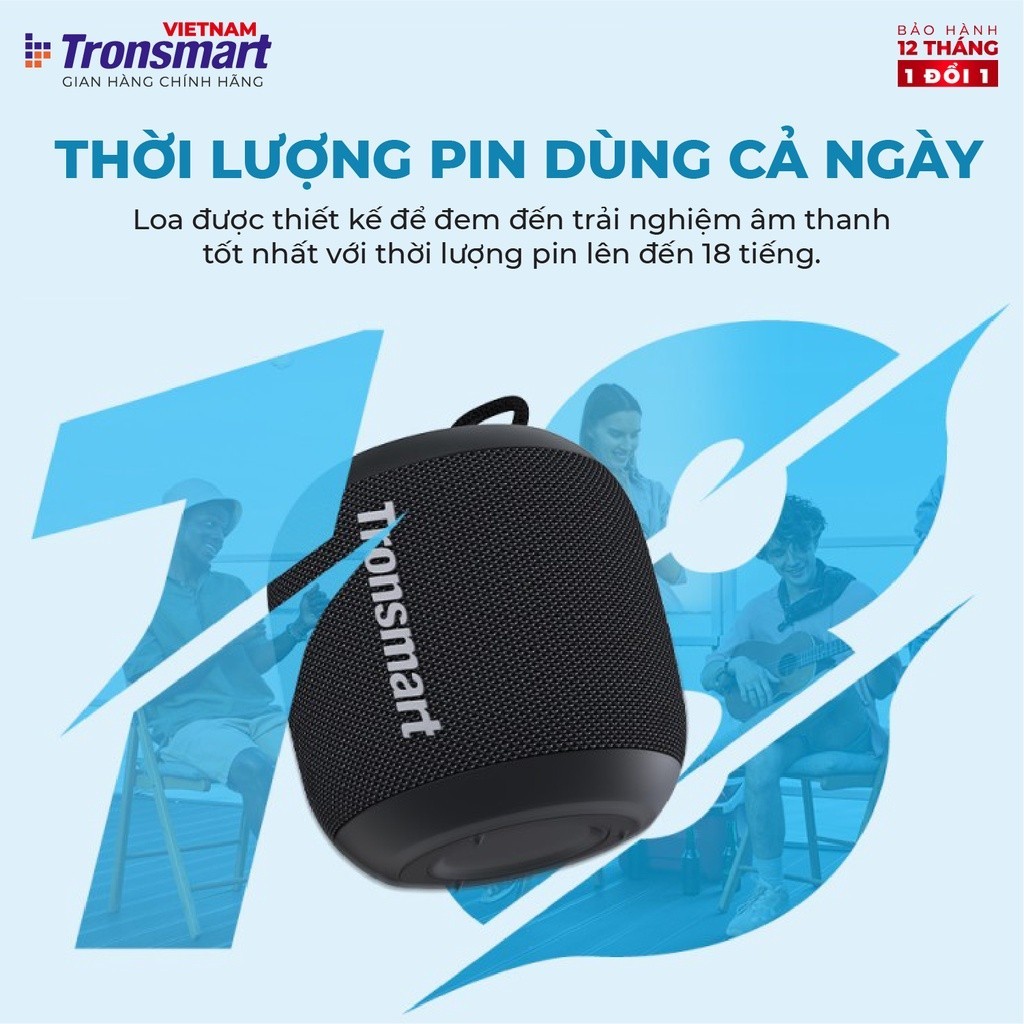 Mô tả Loa Bluetooth Tronsmart T6 Mini Upgraded V5.3 | Công suất 15W | Âm thanh 360° | Kháng nước IPX6 | BH 12 tháng - 10