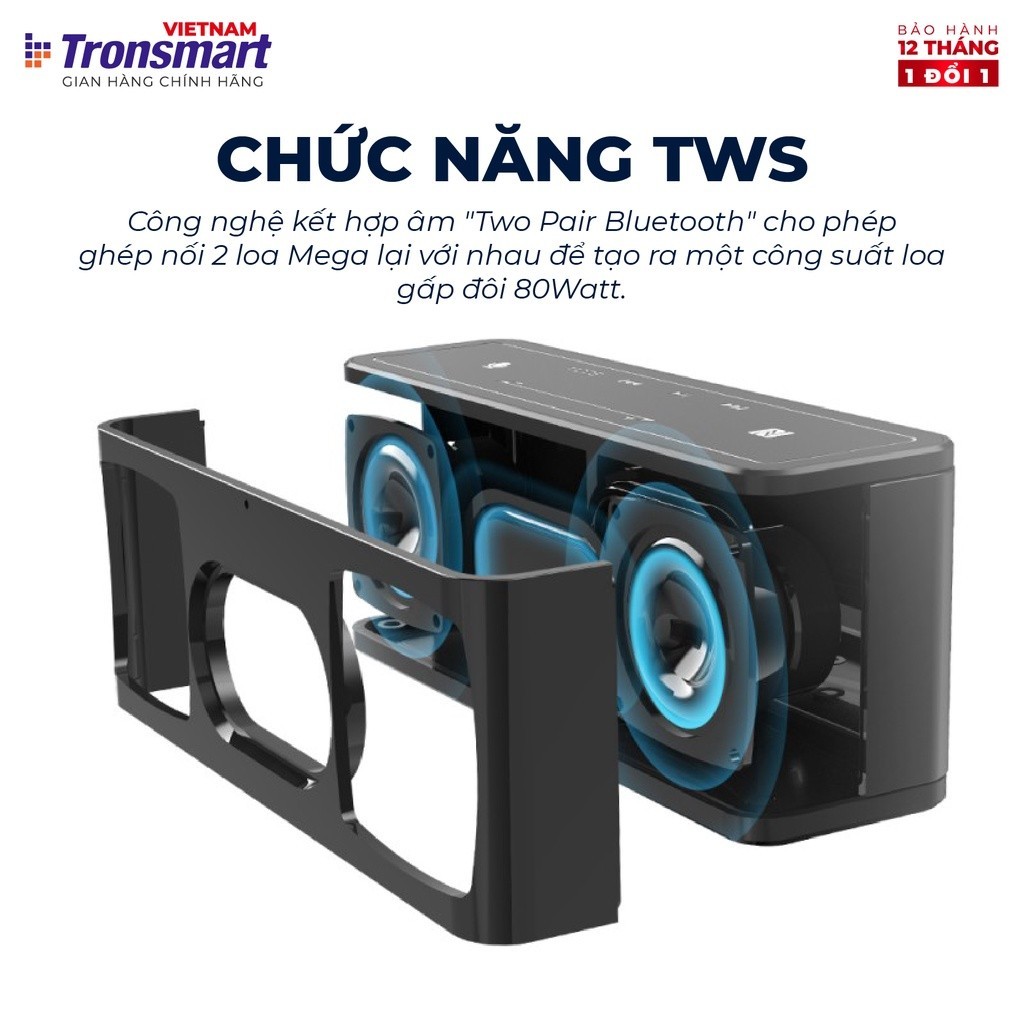 Mô tả Loa Bluetooth Tronsmart Element Mega | Công suất 40W | Công nghệ âm thanh 3D | 15h chơi nhạc | Bảo Hành 12 tháng - 3