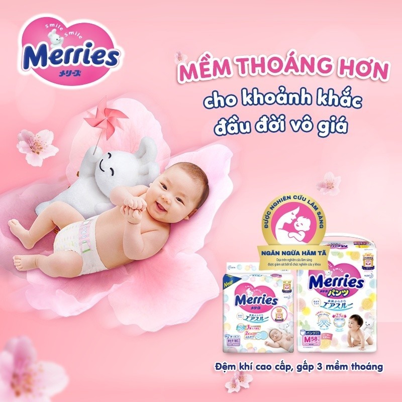 Mô tả Combo 3 Tã/bỉm dán Merries Đủ Size NB76/S70/M56/L48/XL40 - 3