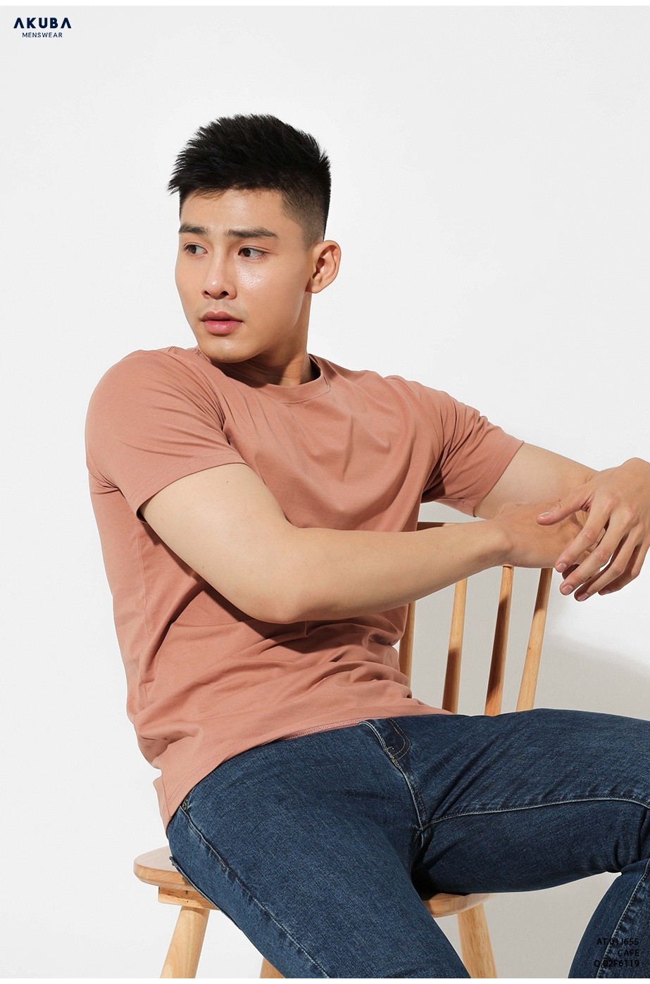 Mô tả Áo Thun Nam Trơn Cotton 4 Chiều AKUBA Slimfit Basic Tay Ngắn Vải Mịn Thấm Hút Mồ Hôi Tốt | 01JE0842 - 6