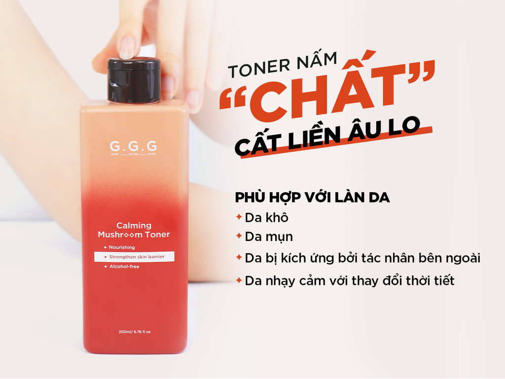 Mô tả [KOL LIVE] Toner Nấm Không Cồn Cấp ẩm Dịu Da Tức Thì - G.G.G Calming Mushroom Toner 200ml - 2