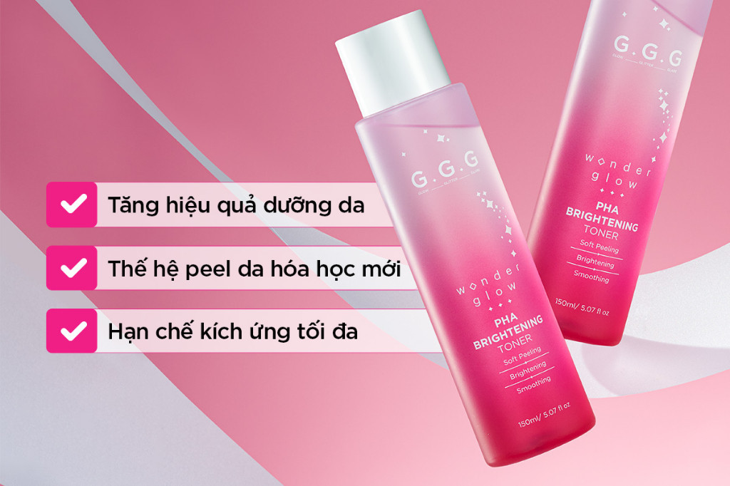 Mô tả Toner Hồng PHA Peel Da Dịu Nhẹ Sáng Da G.G.G Wonder Glow PHA Brightening Toner 150ml - 3