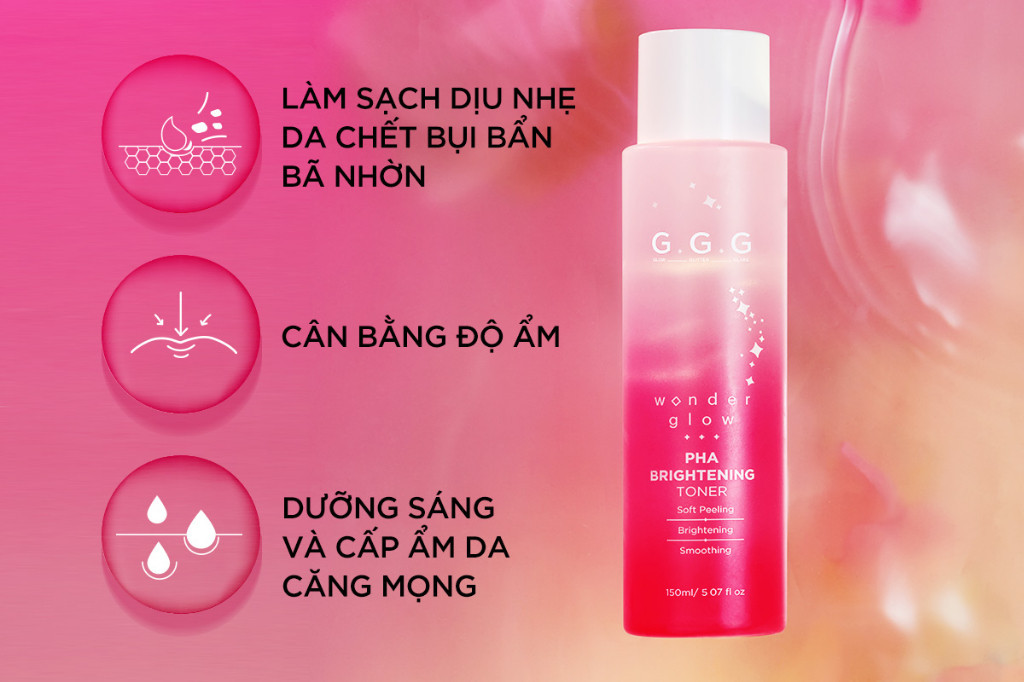 Mô tả Toner Hồng PHA Peel Da Dịu Nhẹ Sáng Da G.G.G Wonder Glow PHA Brightening Toner 150ml - 4