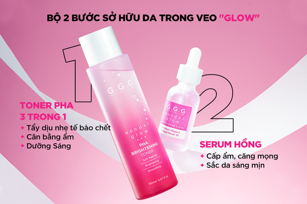 Mô tả Toner Hồng PHA Peel Da Dịu Nhẹ Sáng Da G.G.G Wonder Glow PHA Brightening Toner 150ml - 6