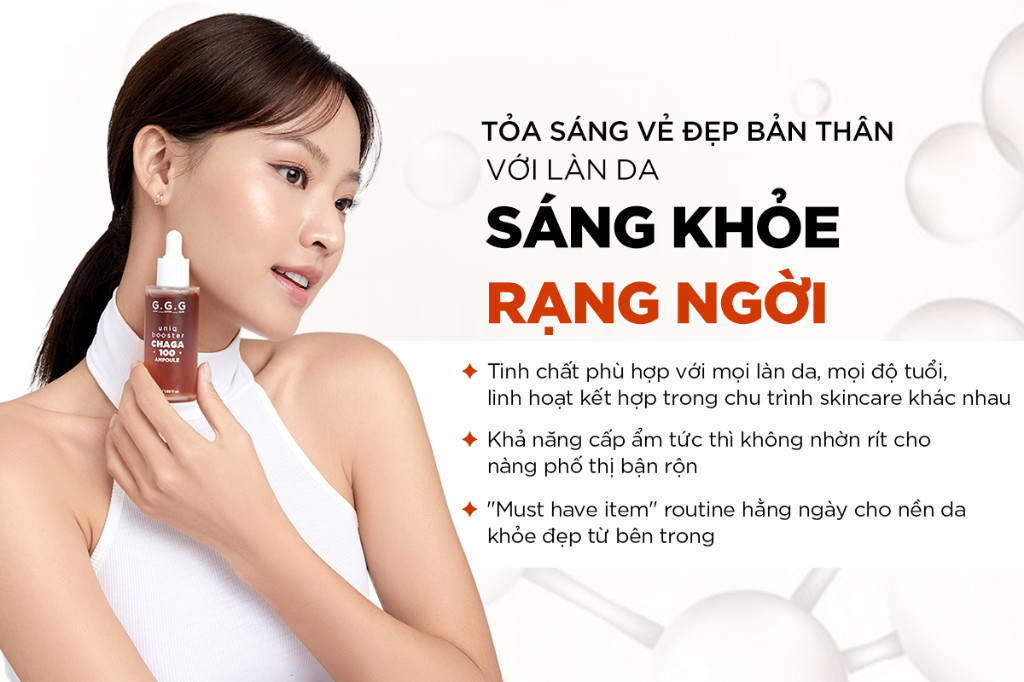 Mô tả Booster Nấm Chaga Phục Hồi, Dịu Da Và Cấp Ẩm Chuyên Sâu - G.G.G Uniq Booster Chagga 100 Ampoule 50ml - 2