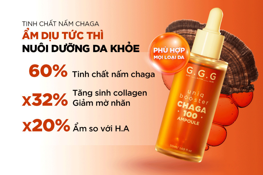 Mô tả Booster Nấm Chaga Phục Hồi, Dịu Da Và Cấp Ẩm Chuyên Sâu - G.G.G Uniq Booster Chagga 100 Ampoule 50ml - 3