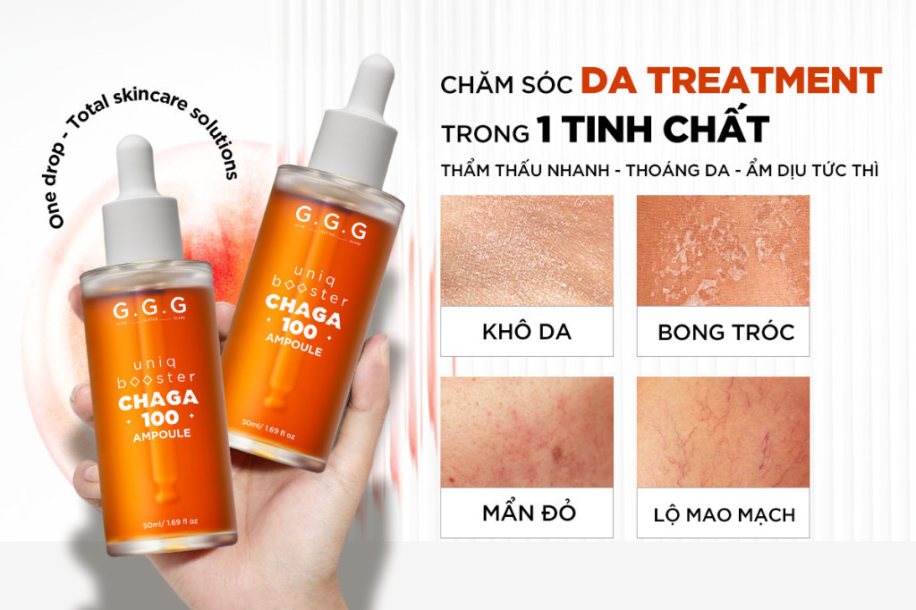Mô tả Booster Nấm Chaga Phục Hồi, Dịu Da Và Cấp Ẩm Chuyên Sâu - G.G.G Uniq Booster Chagga 100 Ampoule 50ml - 4