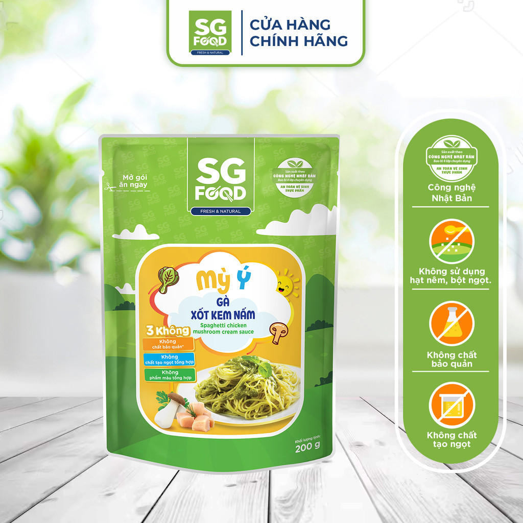 Mô tả Mỳ Ý Gà xốt kem nấm SG Food 200g - 1