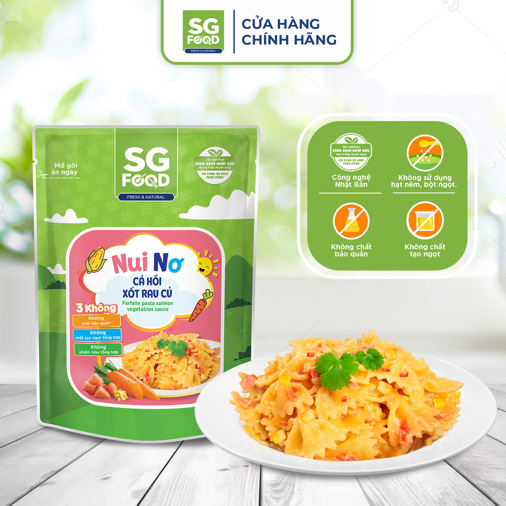 Mô tả Nui nơ Cá hồi xốt rau củ Sài Gòn Food 200g - 1