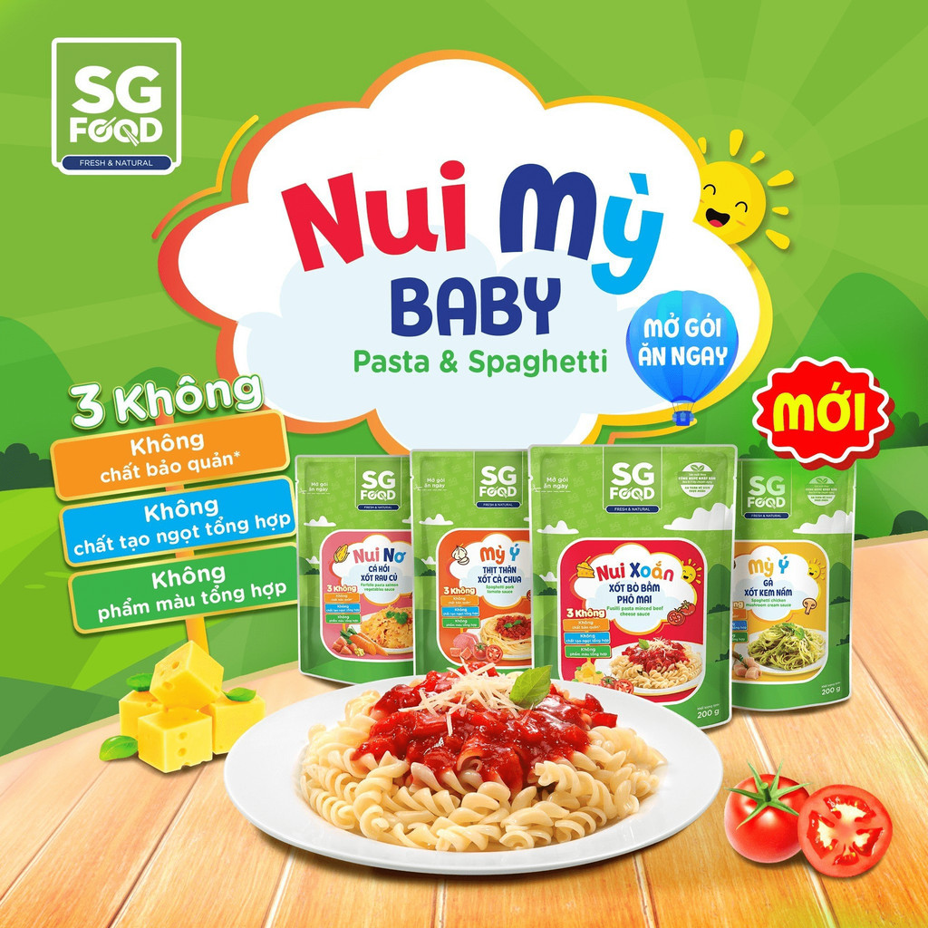 Mô tả Nui nơ Cá hồi xốt rau củ Sài Gòn Food 200g - 2
