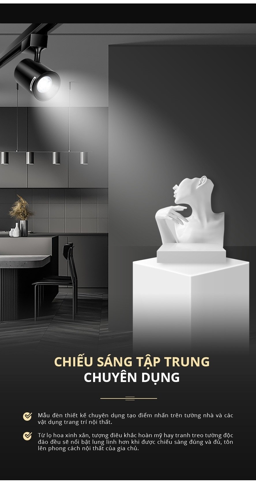 Mô tả Đèn Rọi ray Panasonic, Đèn chiếu điểm Spotlight Công suất 7W Loại Gắn thanh ray và Loại Gắn trần - 3