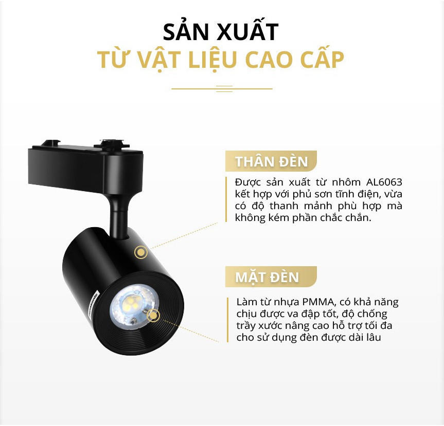 Mô tả Đèn Rọi ray Panasonic, Đèn chiếu điểm Spotlight Công suất 7W Loại Gắn thanh ray và Loại Gắn trần - 7