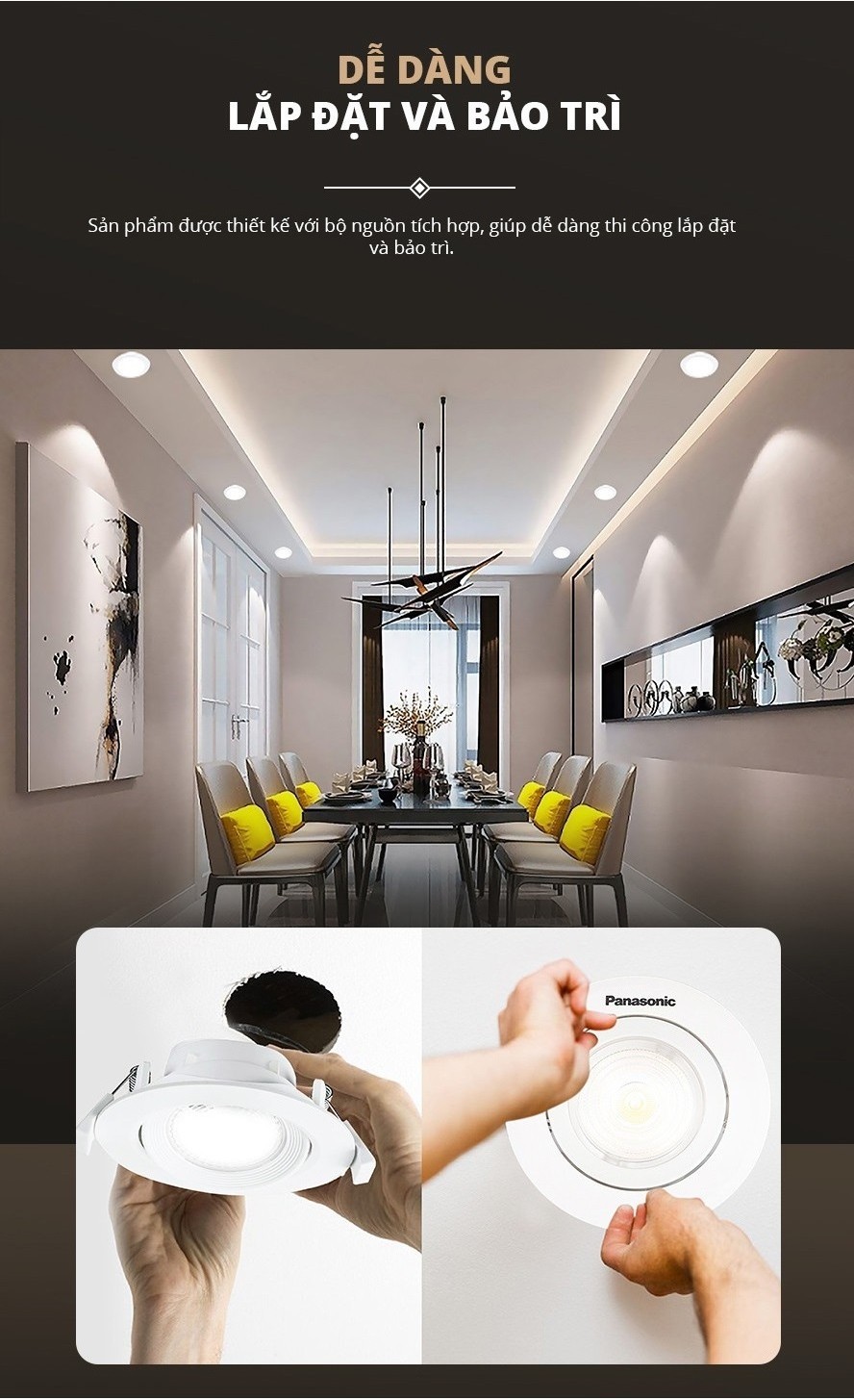Mô tả Đèn LED âm trần Downlight Chỉnh góc - Spotlight Panasonic Công suất (5W,7W) lỗ khoét phi 80mm - 10
