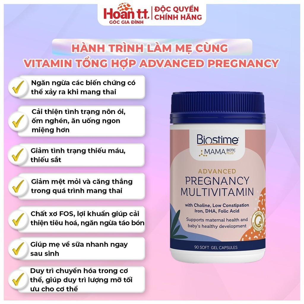 Mô tả Vitamin Bầu Bổ Sung Dưỡng Chất Biostime Advanced Pregnancy - Viên Uống Bổ Sung Vitamin Tổng Hợp Cho Mẹ Trong Thai Kỳ - 2