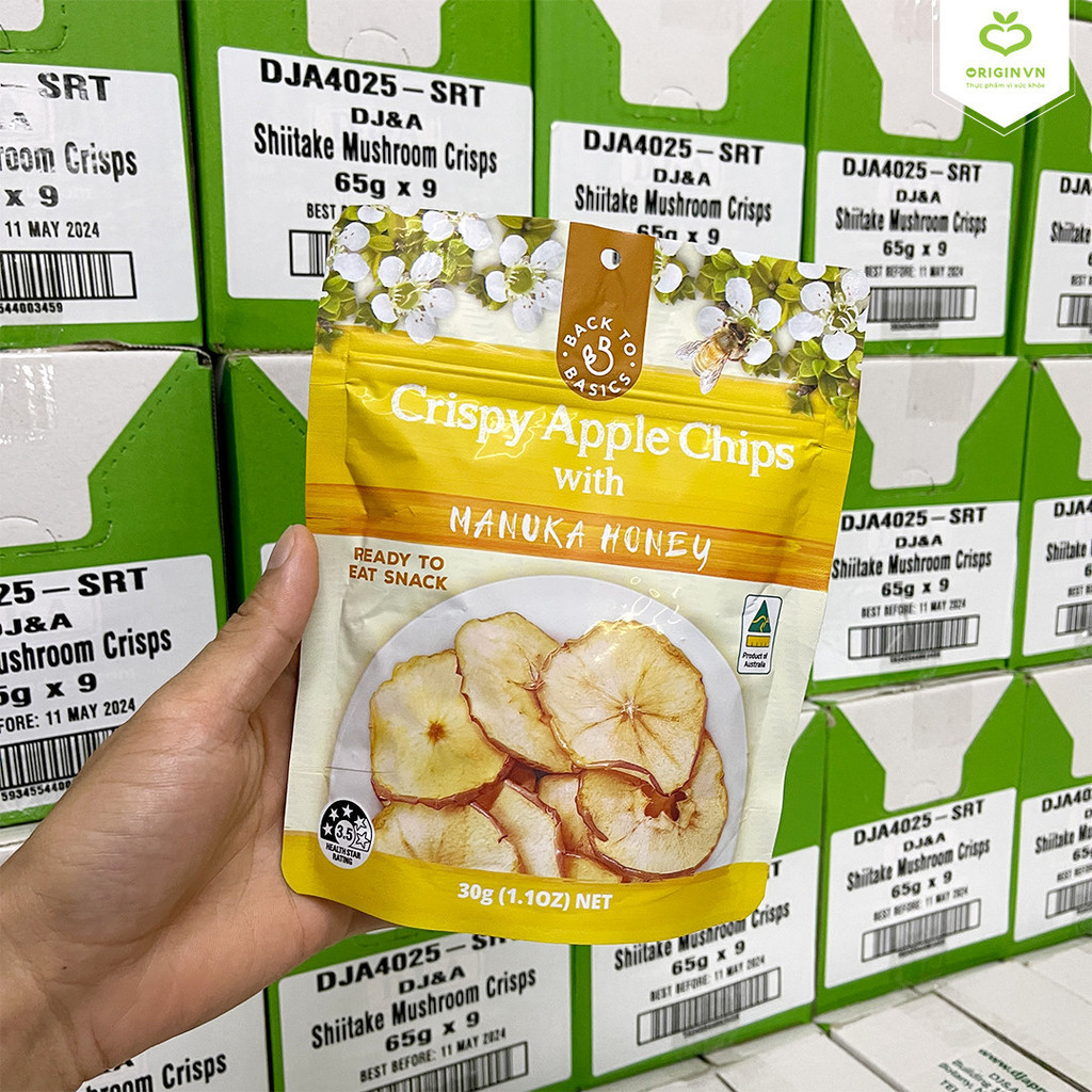 Mô tả Táo sấy giòn tẩm mật ong Manuka BTB 30g - Ăn vặt văn phòng, giảm cân, healthy - Thay kẹo cho bé - Táo sấy nhập khẩu Úc - 1