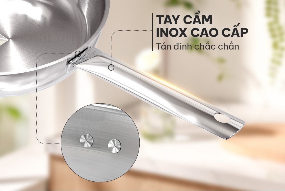 Chảo inox 304 đa lớp Sunhouse IN20M6 - IN24M6 - IN26M6 20-24-26cm dùng ...