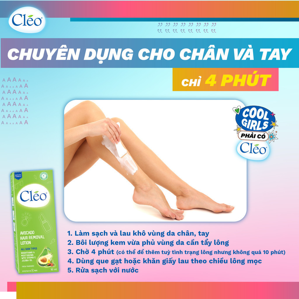 Mô tả Kem bơ tẩy lông Cléo Lotion dạng sữa cho mọi loại da - sạch lông sáng mịn trong 4 phút 90ML - 1