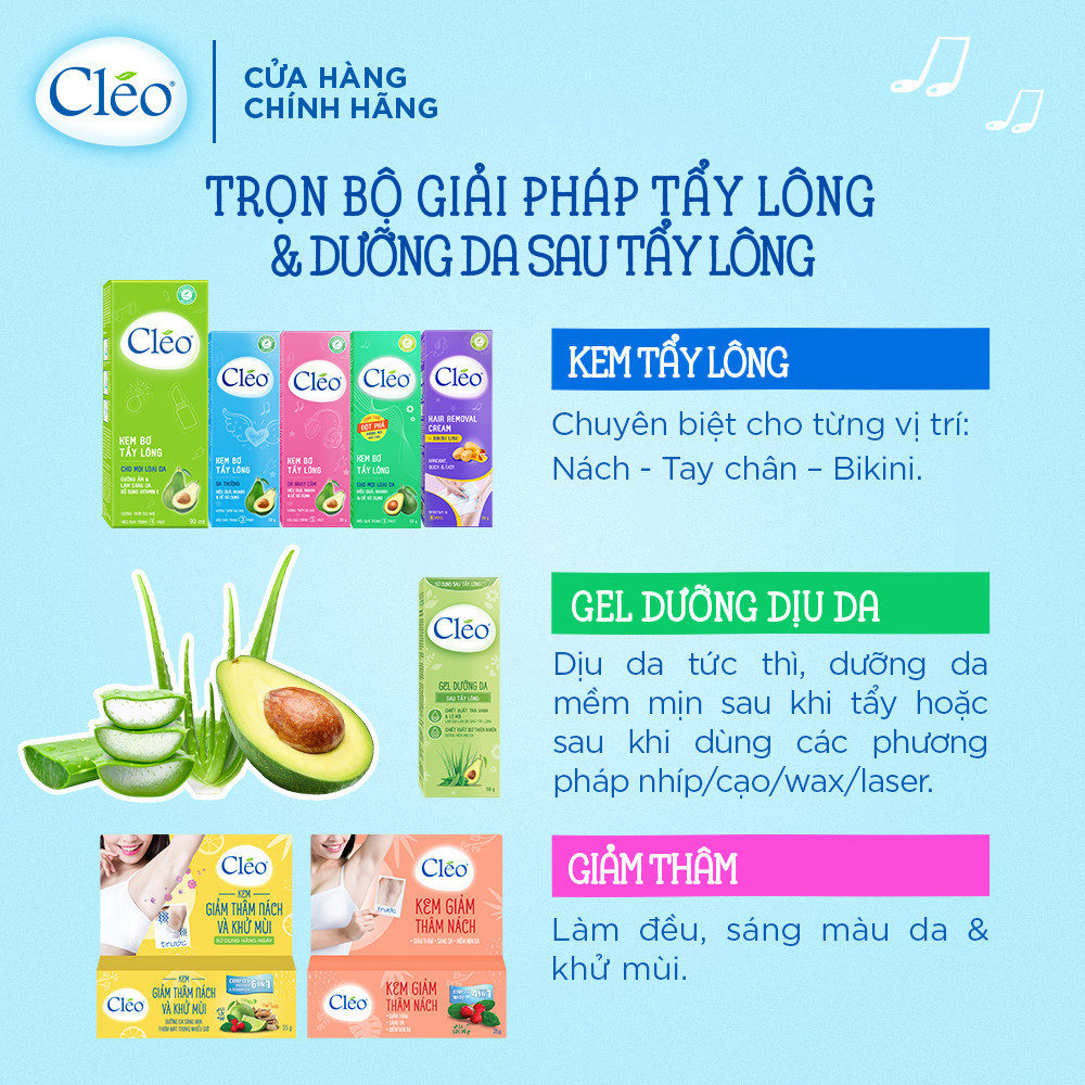 Mô tả Kem bơ tẩy lông Cléo Lotion dạng sữa cho mọi loại da - sạch lông sáng mịn trong 4 phút 90ML - 3