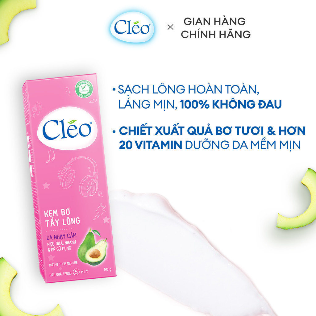 Mô tả Combo 02 Kem Tẩy Lông Cho Da Nhạy Cảm Cleo Avocado Hair Removal Cream 50g/ tuýp - 2