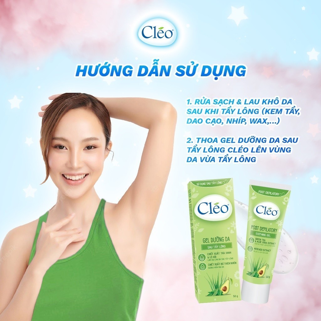 Mô tả Gel dưỡng da sau tẩy lông Cléo cho mọi loại da làm dịu mát tức thì, dưỡng da mềm mịn 50G - 2