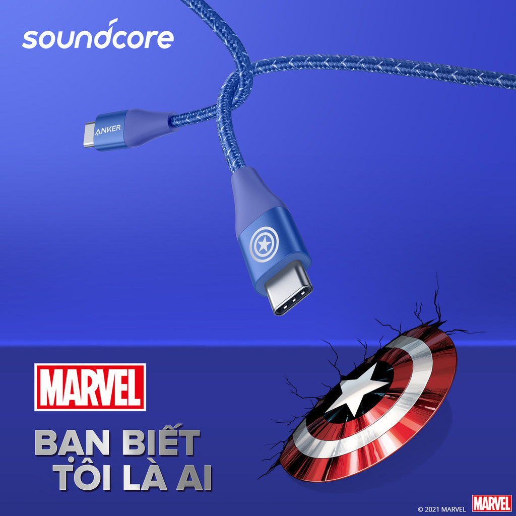 Mô tả Cáp Sạc ANKER Powerline+ II USB-C To USB-C MARVEL- Dài 1.8M - A9549 - 5