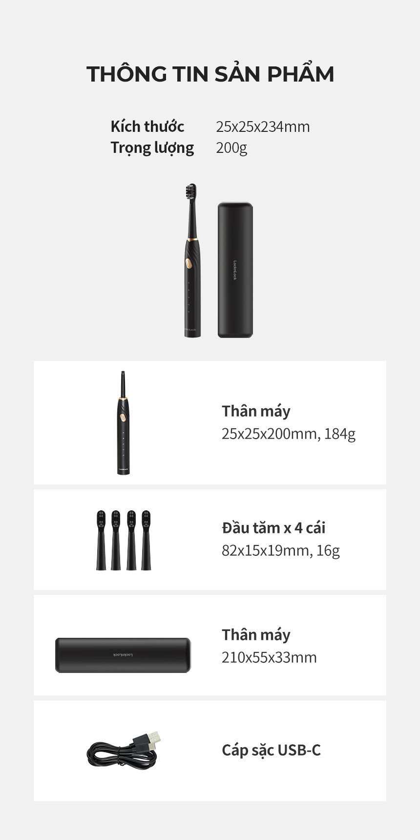 Các chế độ chải của bàn chải điện Lock&Lock ENR321BLK