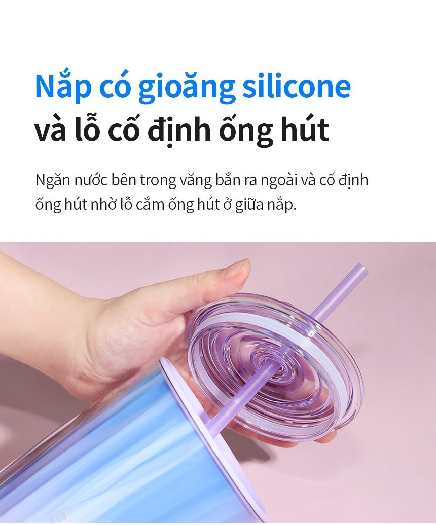 Mô tả Ly nhựa 2 lớp Lock&Lock kèm ống hút Dream star Double wall cold cup 750ml HAP522 - 6