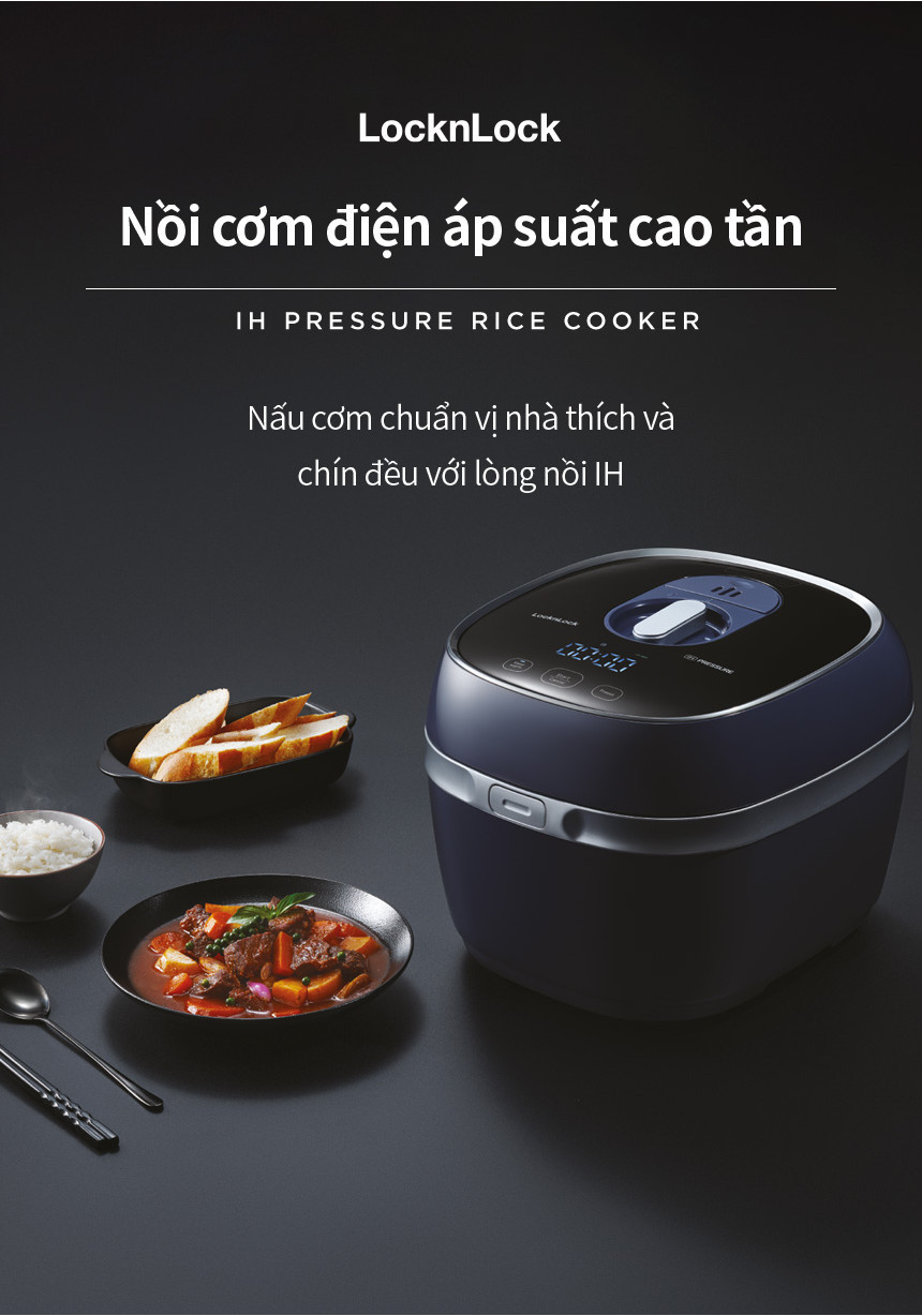 Nồi cơm điện áp suất cao tần giữ ấm 24h Lock&Lock IH pressure rice ...