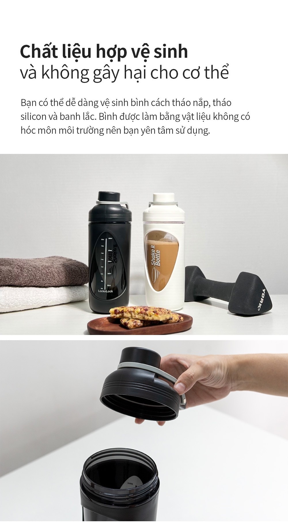 Mô tả Bình lắc BALANCE SHAKE IT Lock&Lock 800ml HAP949 2 màu ( trắng,đen ) - 3