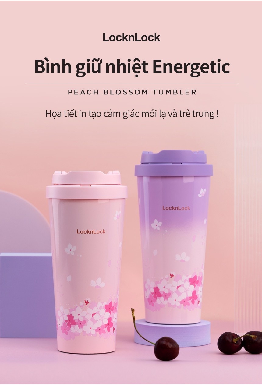 Bình giữ nhiệt Lock&Lock Peach Blossom 550ml hồng