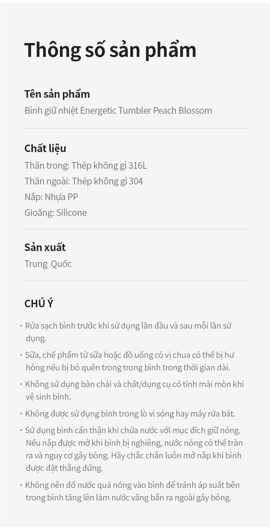 Bình giữ nhiệt Lock&Lock Peach Blossom các màu và dung tích