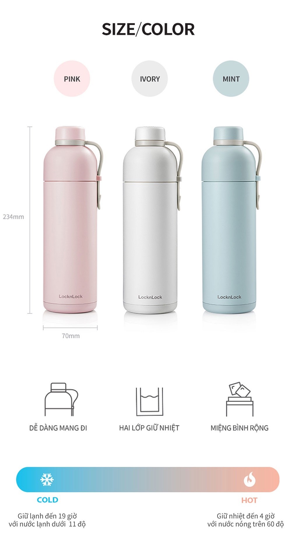 Mô tả Bình giữ nhiệt có quai xách Lock&Lock Belt Bottle 490ml - LHC4267 (3 màu) - 3