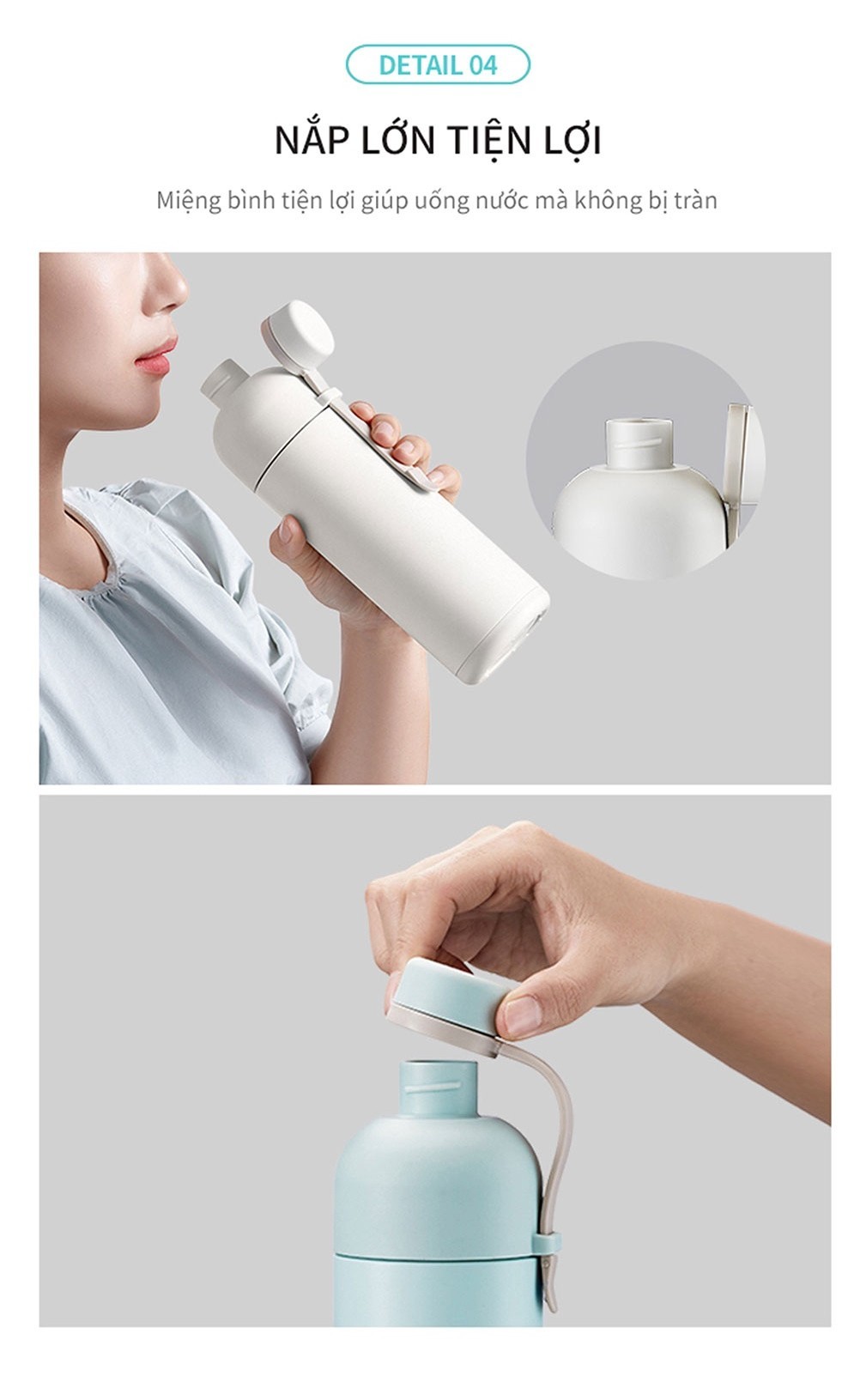 Mô tả Bình giữ nhiệt có quai xách Lock&Lock Belt Bottle 490ml - LHC4267 (3 màu) - 6