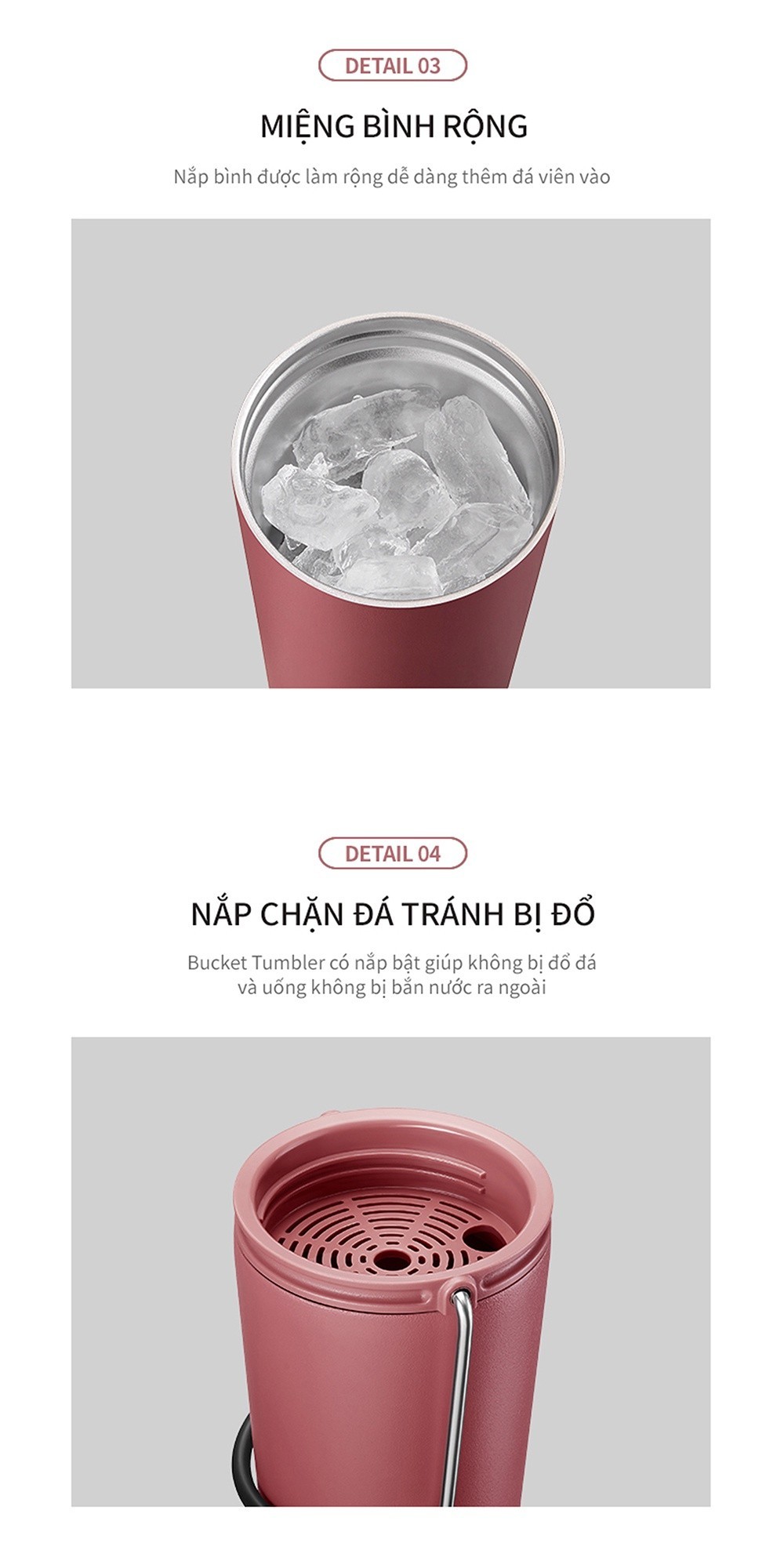 Mô tả Bình giữ nhiệt Lock&Lock Bucket Tumbler 540ml LHC4269 (3 màu) thép không gỉ, quai gập - 3