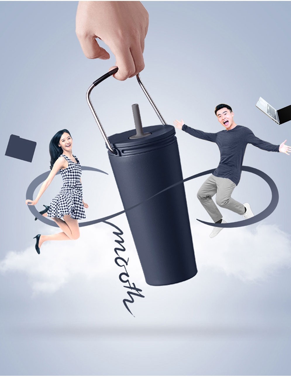 Mô tả Bình giữ nhiệt Lock&Lock Bucket Tumbler W/Straw 540ml có ống hút LHC4268 (3 màu) - 1