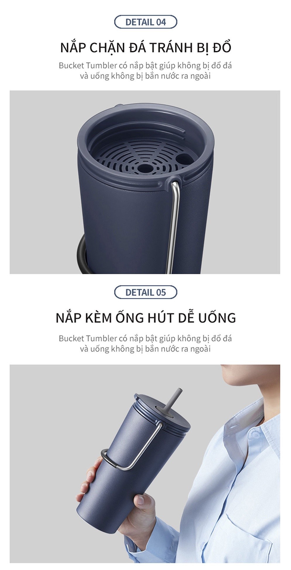 Mô tả Bình giữ nhiệt Lock&Lock Bucket Tumbler W/Straw 540ml có ống hút LHC4268 (3 màu) - 7