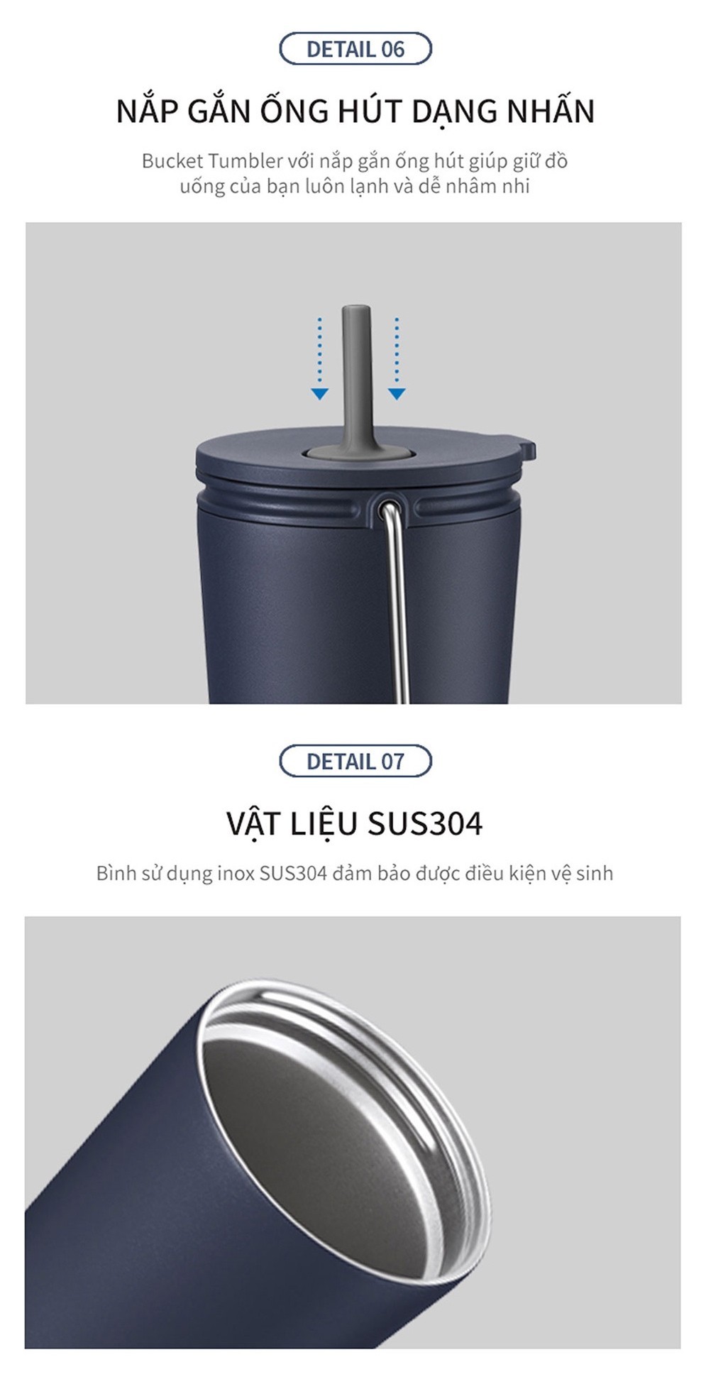 Mô tả Bình giữ nhiệt Lock&Lock Bucket Tumbler W/Straw 540ml có ống hút LHC4268 (3 màu) - 8