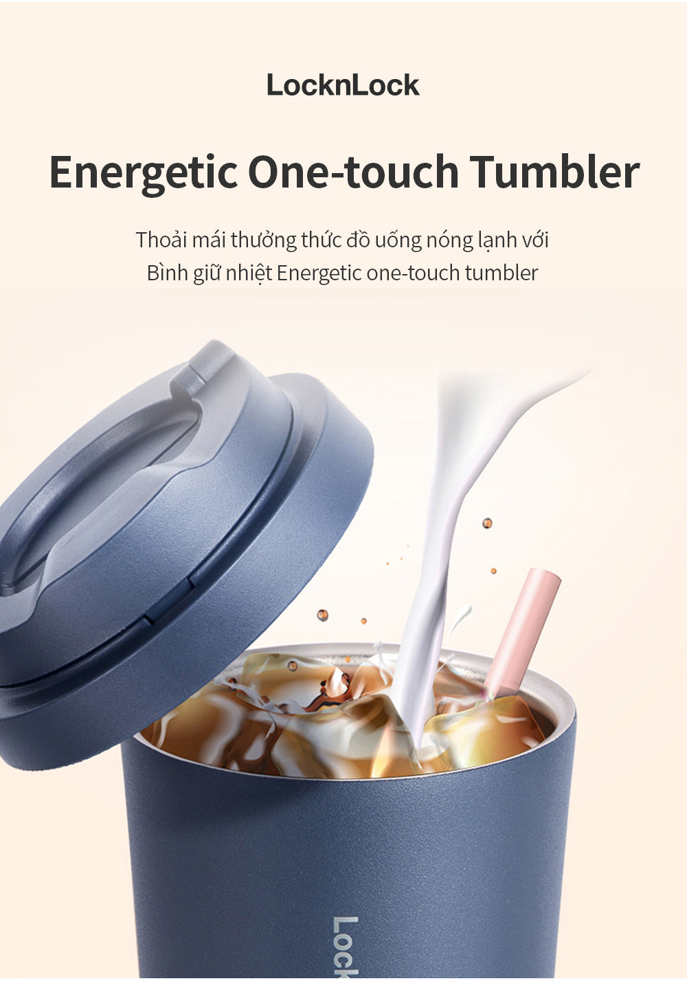 Mô tả Bình giữ nhiệt Lock&Lock Energetic one-touch thép không gỉ 316L 550ml và 400ml - LHC3249 (4 màu) - 1