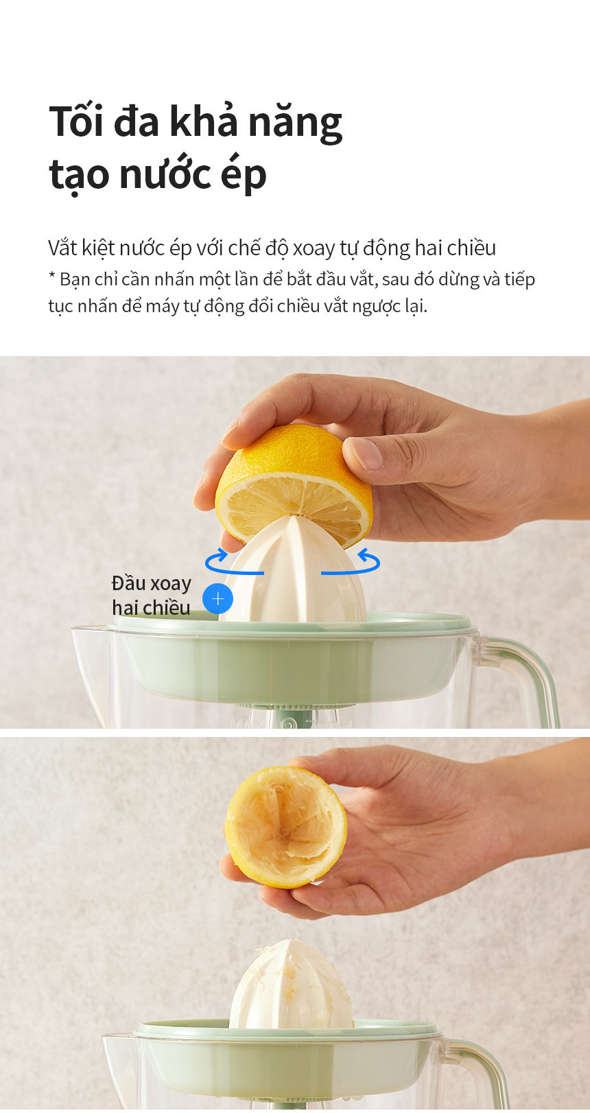 Mô tả Máy vắt cam, chanh, bưởi, quýt, màu trắng Lock&Lock Citrus Juicer EJJ231 700ml - 4