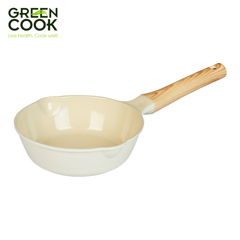 Mô tả Chảo đúc sâu GCP236 men gốm IVORY chống tràn dầu đáy từ chống dính PFOA free Green Cook - 1