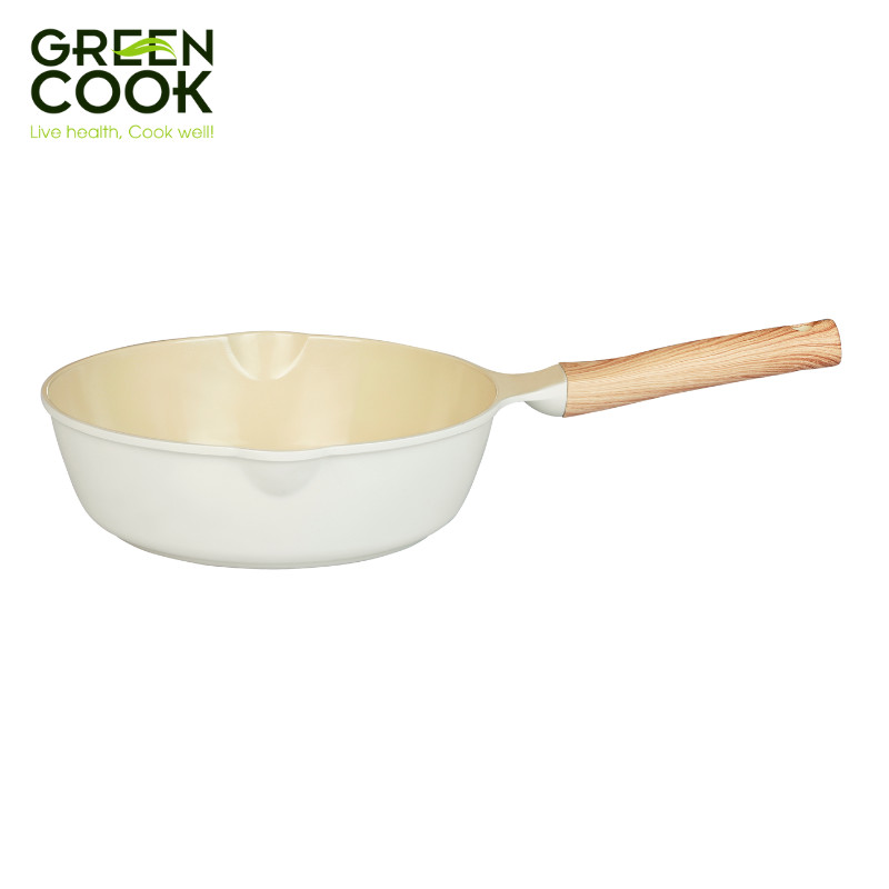 Mô tả Chảo đúc sâu GCP236 men gốm IVORY chống tràn dầu đáy từ chống dính PFOA free Green Cook - 4