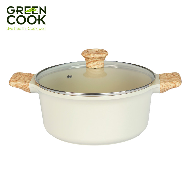 Bộ 3 nồi đúc men gốm trắng IVORY Green Cook