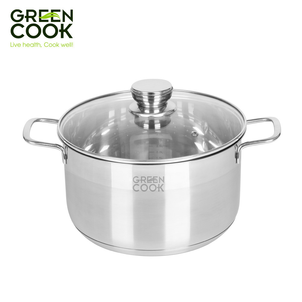 Mô tả Bộ nồi Inox 201 cao cấp 5 đáy GCS232-T1 Green Cook siêu bền sử dụng được trên bếp từ ( Các loại bếp ) - 1