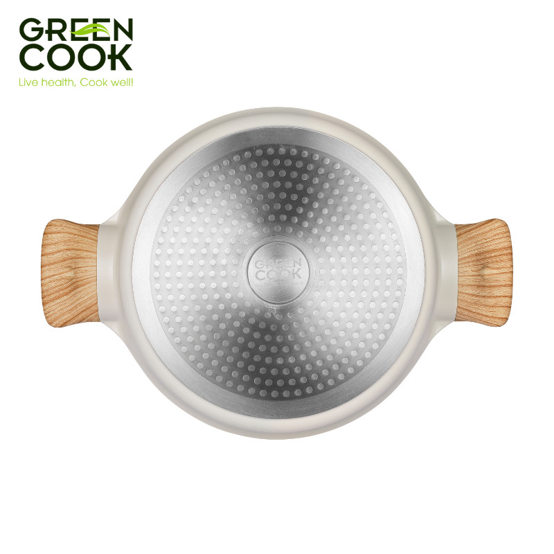 Mô tả Bộ 3 nồi đúc men gốm trắng IVORY chống dính PFOA free đáy từ Green Cook GCS233-16,20,24cm - 3