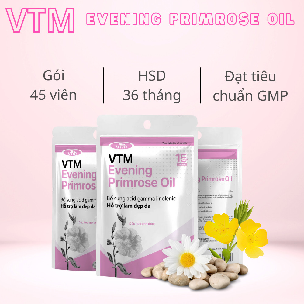 Mô tả Viên uống tinh dầu hoa anh thảo VTM Evening Primrose Oil, hỗ trợ cân bằng nội tiết tố, làm đẹp da, tóc, móng - 4