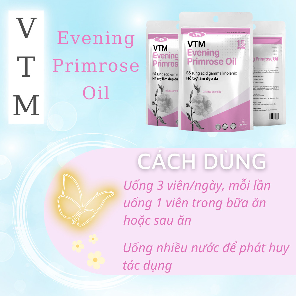 Mô tả Viên uống tinh dầu hoa anh thảo VTM Evening Primrose Oil, hỗ trợ cân bằng nội tiết tố, làm đẹp da, tóc, móng - 6