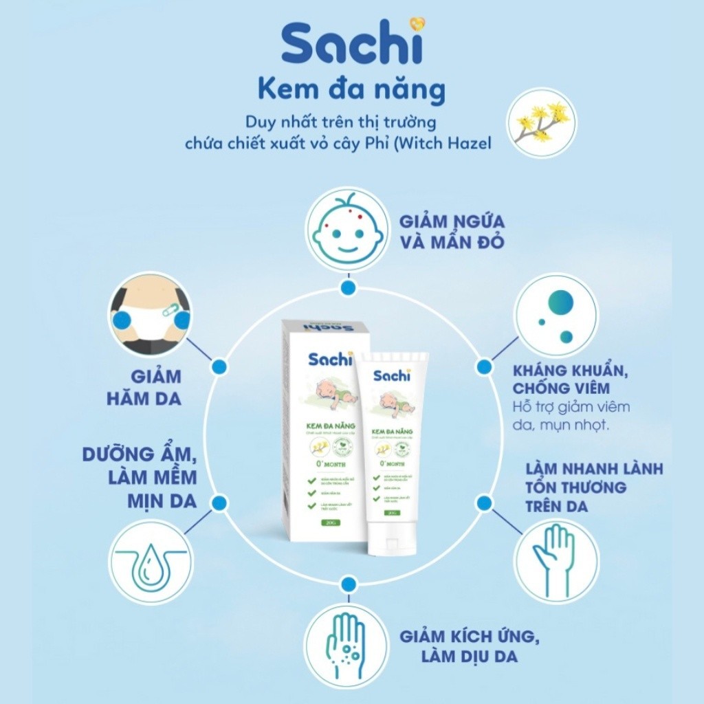 Mô tả Kem Đa Năng An Toàn Cho Bé SACHI Tuýp 20g Dưỡng Ẩm Làm Dịu Mát Da, Giảm Kích Ứng Hạn Chế Hình Thành Sẹo - 2