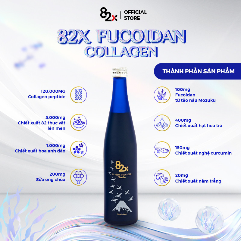 Mô tả Nước Uống Collagen 82X FUCOIDAN Cao Cấp Chai 500ml - Tăng Độ Đàn Hồi Cho Da Căng Mịn, Gọn Dáng [DATE T7/2025] - 3