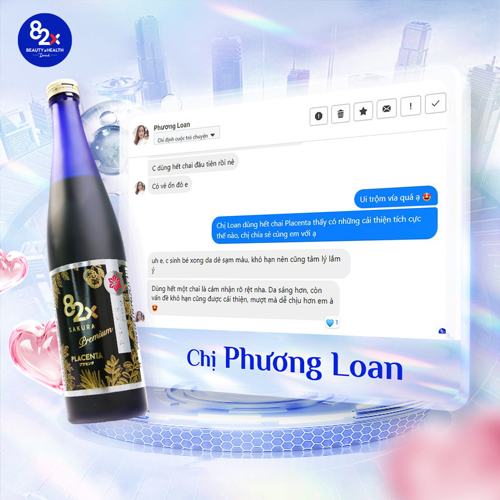 Mô tả Nước Uống Đẹp Da 82X SAKURA PLACENTA PREMIUM Dòng Cao Cấp - Cân Bằng Nội Tiết, Sáng Đều Màu Da - 7