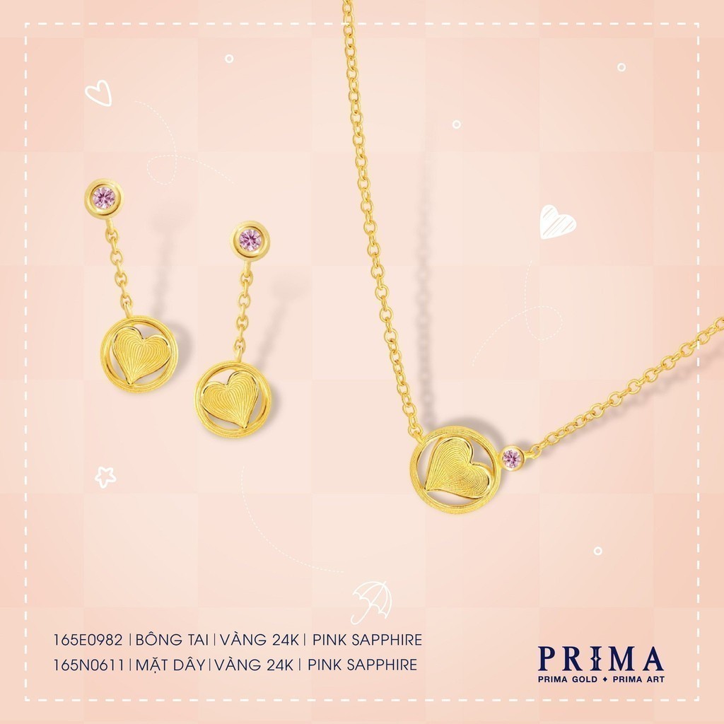 Mô tả PRIMA Dây chuyền  24K đính đá- BST Mini Heart - 165N0611 - 1